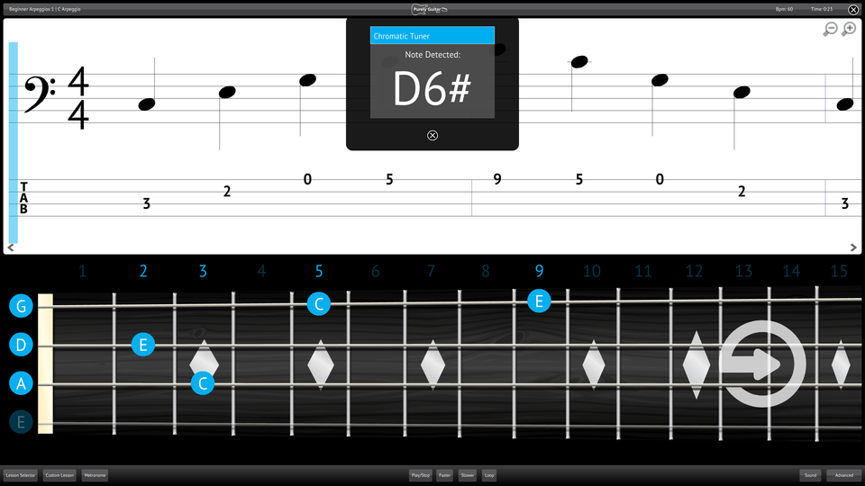Purely Bass Guitar Screenshot Chromatic Tuner